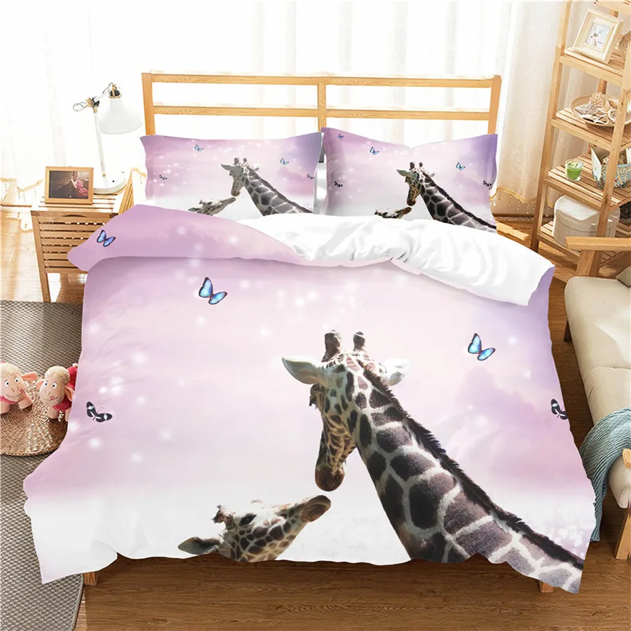 

A Bedding Set 3D Printed Duvet Cover Bed Set Giraffe Home Textiles for Adults Bedclothes with Pillowcase #CJL32