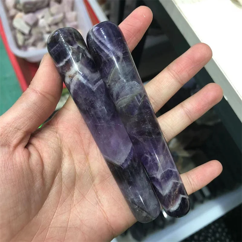 

Dream Amethyst Quartz Crystal Massage Wand Natural Stones Healing Gemstones Reiki Decoration