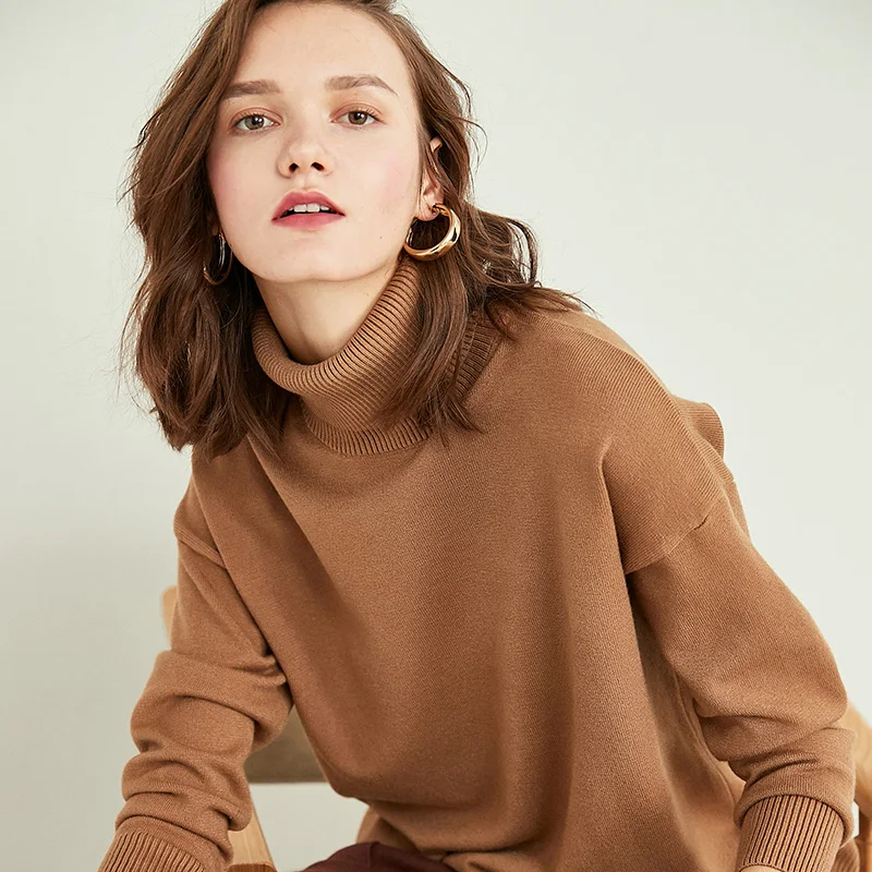 2019 New Fashion Oversize Sweater Winter Loose Pullovers Woman High Collar Knitting Casual Long Sleeve Sweaters Jumpers | Женская одежда