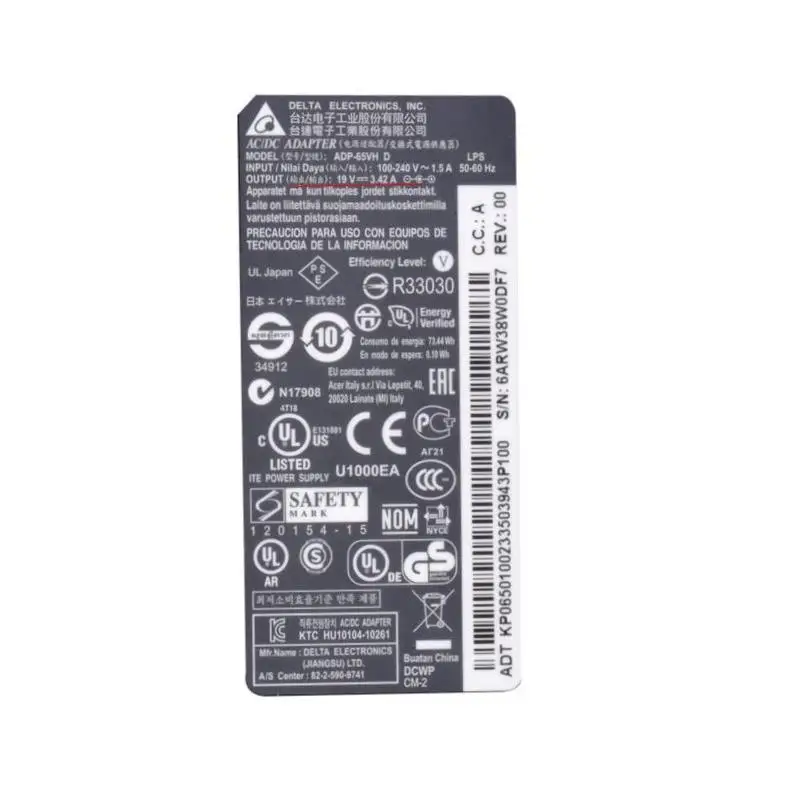 Оригинальный источник питания 19 в а 65 Вт адаптер для ноутбука |