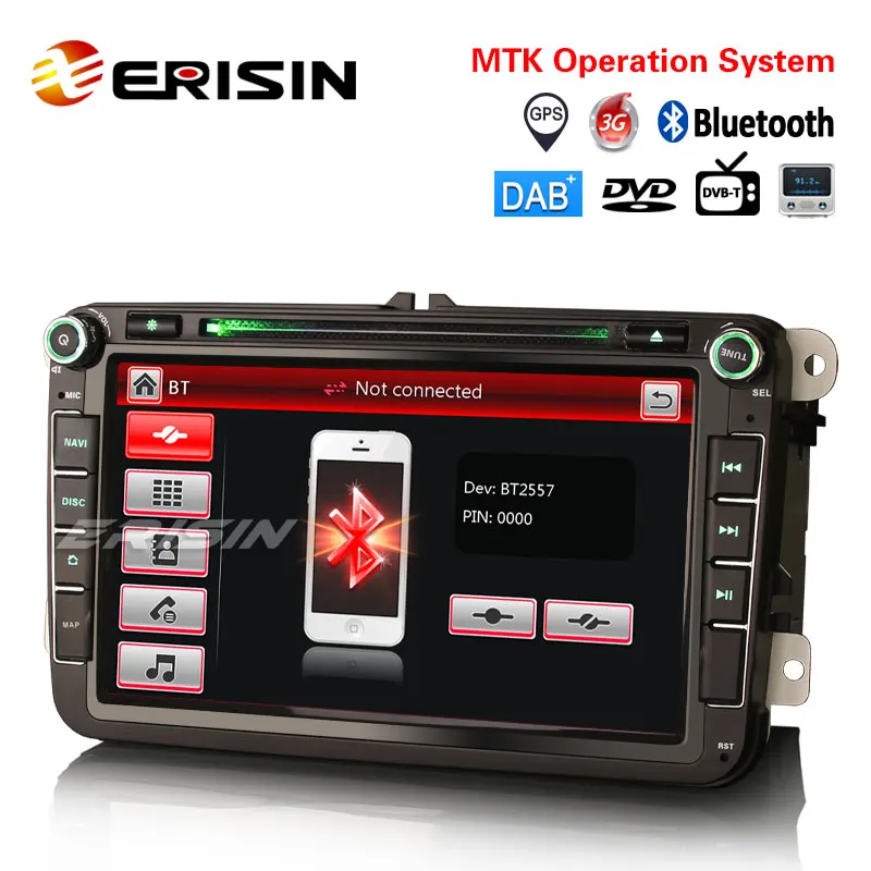 Erisin 8 &quotES7285V Автомобильная стерео DAB + Canbus SWC DVB-T GPS Navi для VW Golf 5/6 Bora Passat Polo Tiguan Caddy Jetta