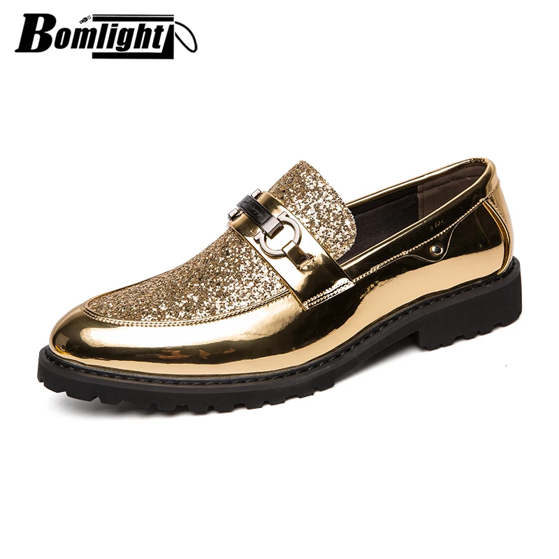 Туфли Bomlight мужские глянцевые лакированная кожа заостренный носок хрустальные