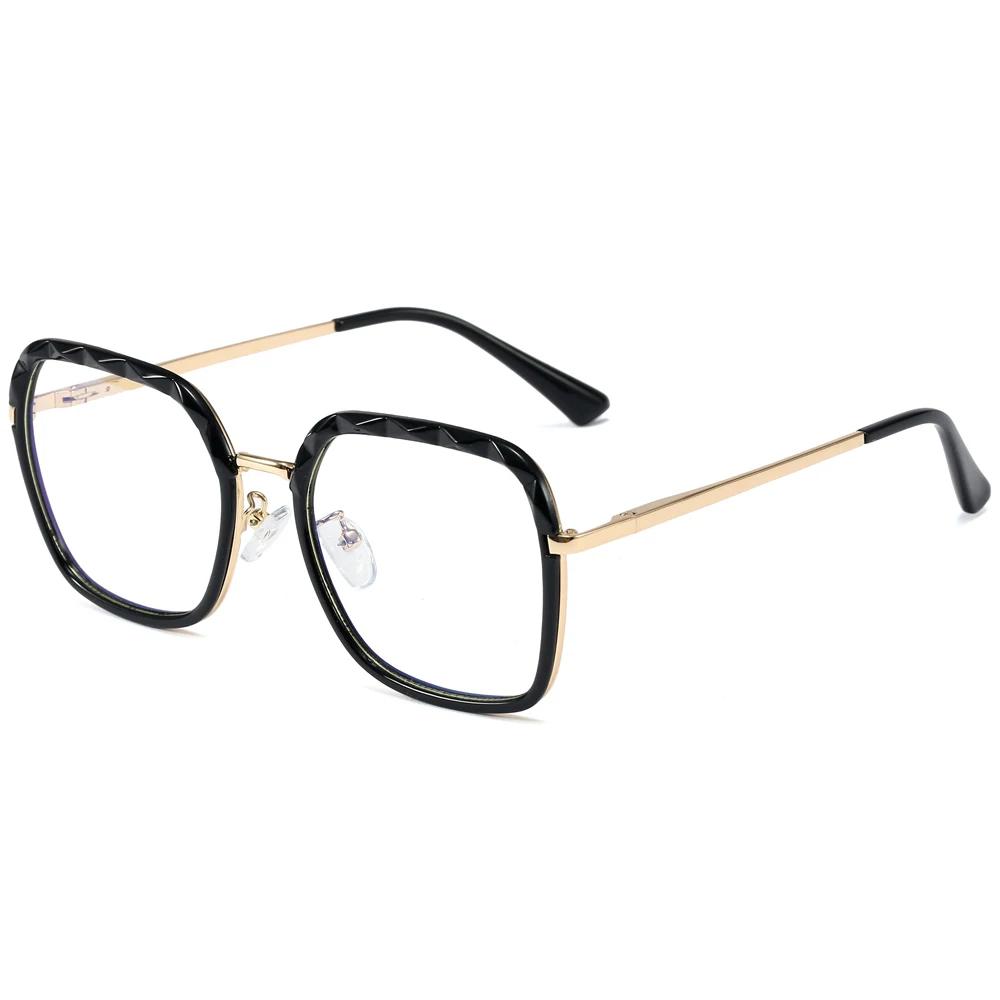 

Veshion Blue Light Glasses Optical Pink Green Half Metal Ladies Square Eyeglasses for Women Gold Transparent Clear Lens