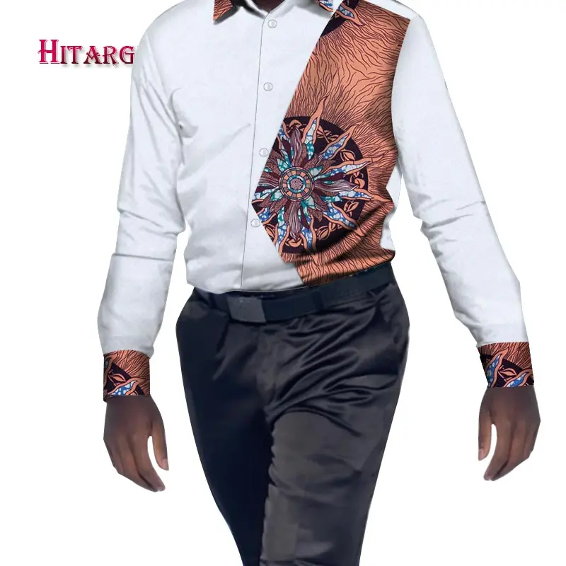 

2021 Summer Fashion New African Men Slim Fit Shirt Long Sleeve Africa Print Shirt Plus Size African Men Clothing WYN1386