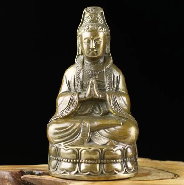 Медный сатуэ Гуаньинь медный Авалокитешвара антикварная до старый Кван-Инь