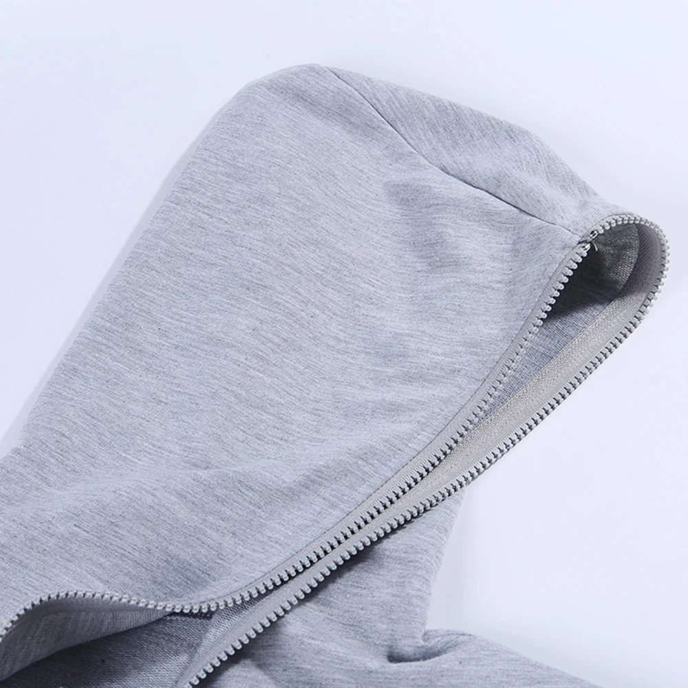 Серые укороченные толстовки на молнии спереди с длинным рукавом для женщин весна