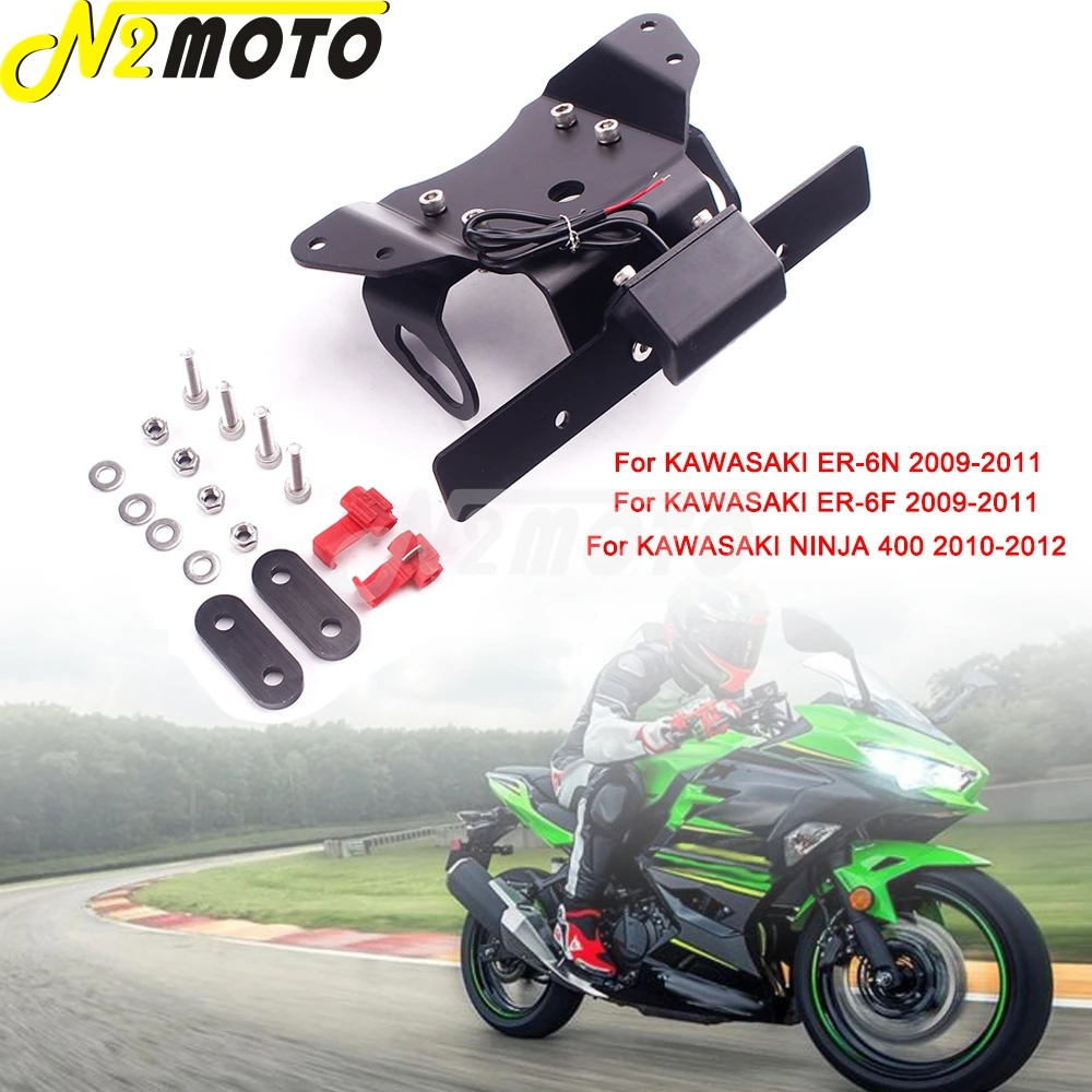 

License Plate Holder w/ LED Light Registration Tail Tidy Fender Eliminator Bracket For KAWASAKI ER-6N ER-6F NINJA 400 2009-2012