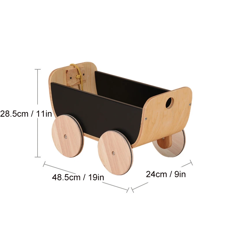

Nordic Style Wooden Shopping Trolley Children's Room Toy Doll Storage Cart Home Decoration Accessories Infant Wooden Walker