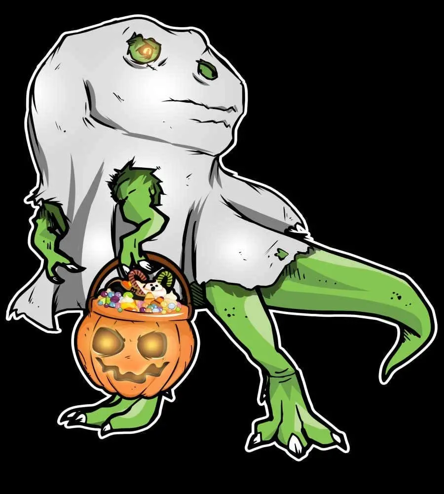 

T-Rex Ghost Pumpkin Candy Poster Funny Art Decor Vintage Aluminum Retro Metal Tin Sign Painting Decorative Signs