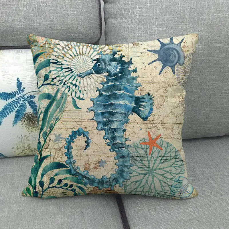 45 см * синий стиль видеть жизнь лен/хлопковая подушка для дивана Чехлы диванная