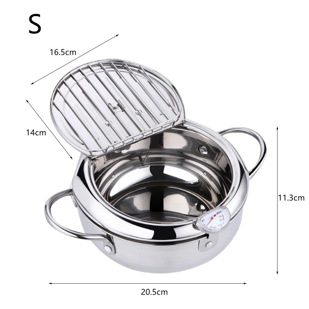 

Kitchen Deep Frying Pot Thermometer Tempura Fryer Pan Temperature Control Fried Chicken Pot Cooking Tools
