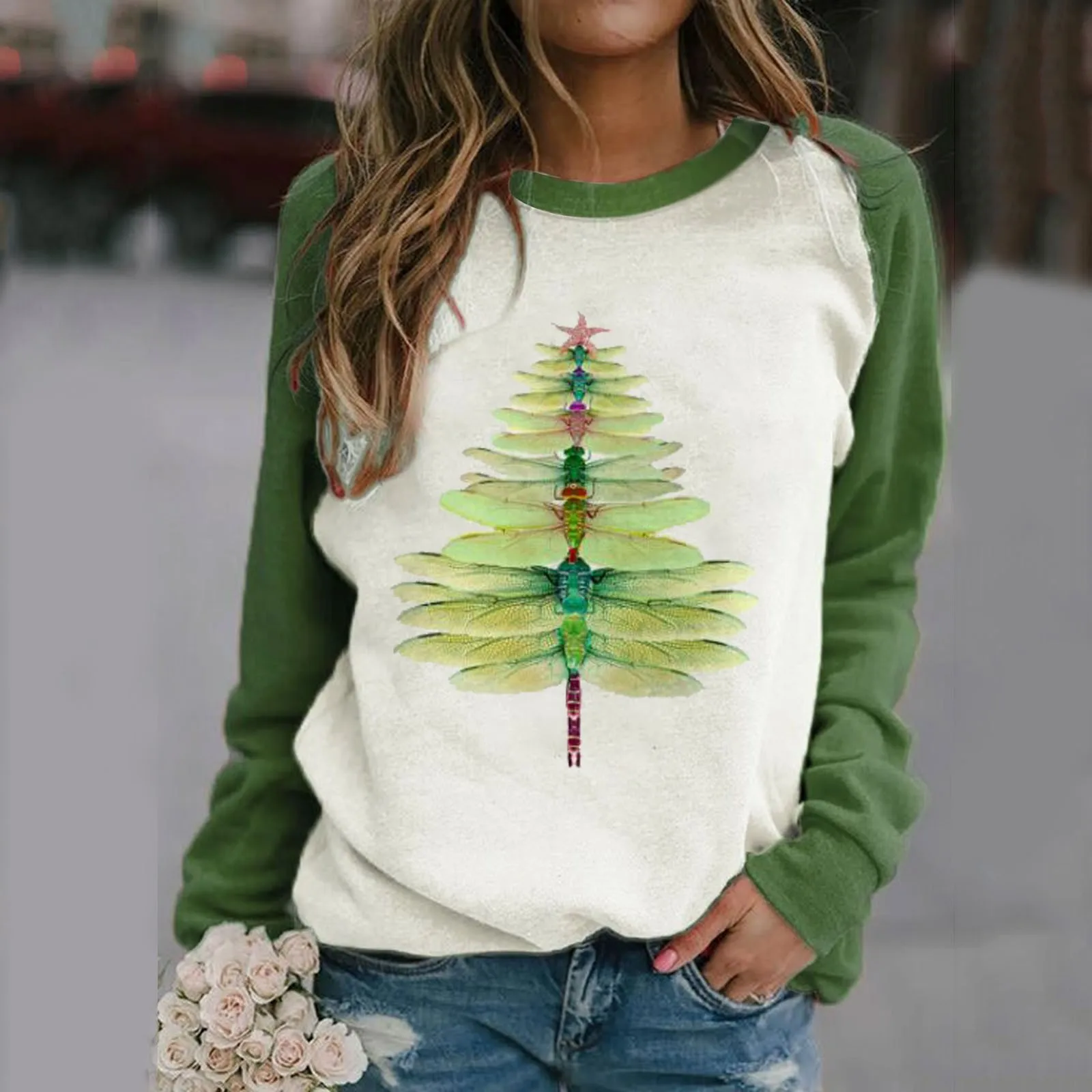 

New Women Casual Print Long Sleeve Top Sweatshirt Autumn Ladies Harajuku Pullover Tees Plus-size Stoppen Trui