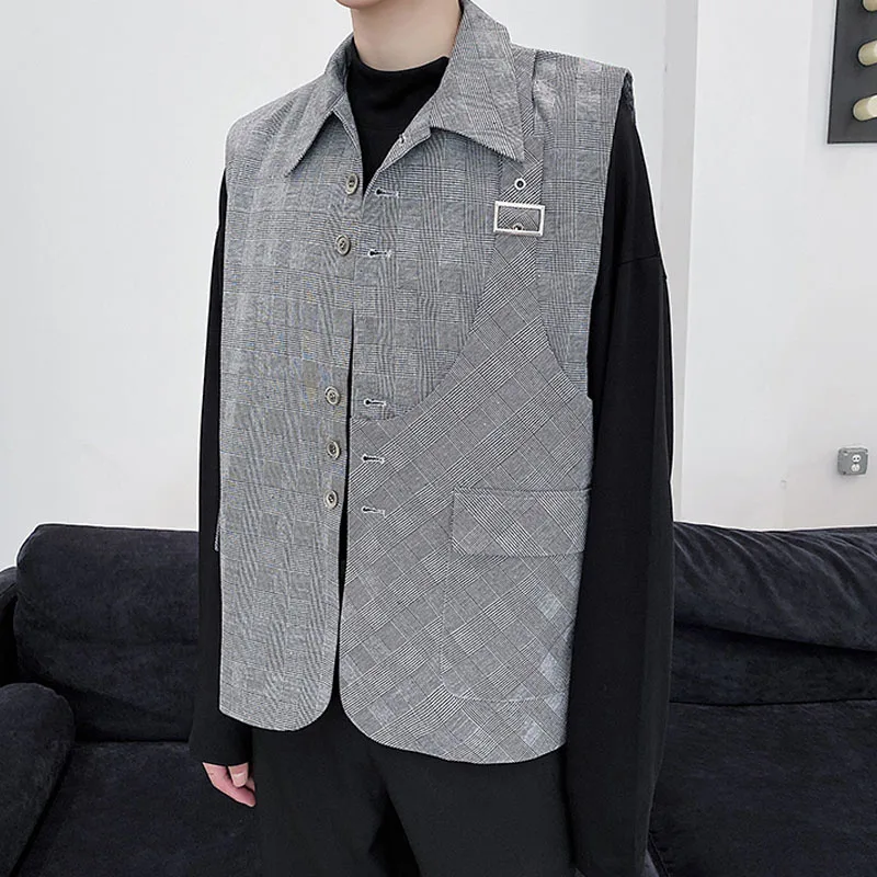 Men Casual Loose Suit Vest Sleeveless Blazers Jacket Male Harajuku Streetwear Vintage Fashion Waistcoat | Мужская одежда