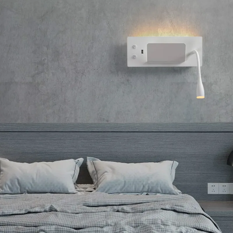 

Wall lamp bedside lamp reading lamp with switch mobile phone holder rechargeable hotel bedroom room wall lamp MJ1125
