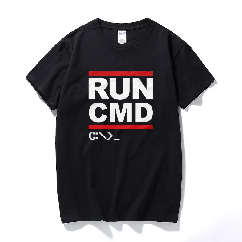 Футболка с компьютерным программатором Run CMD 100% хлопок забавный подарок модная