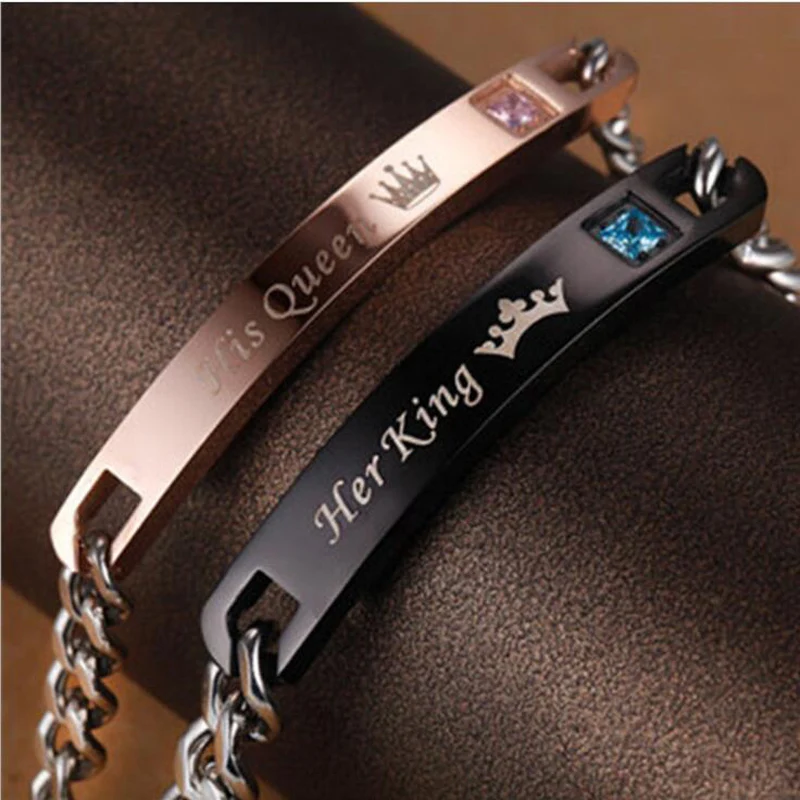 

Men's and women's 2 types of crystal bracelets women's black gold crown bracelet bracelets