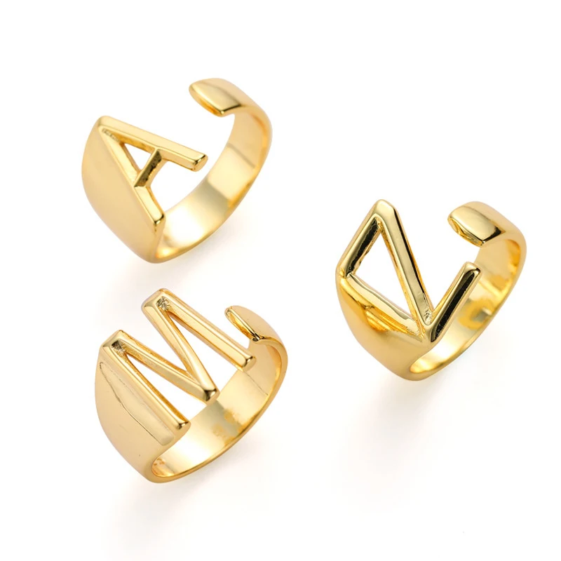 Новое модное Стильное кольцо для женщин золотистого цвета с надписью A Z открытие
