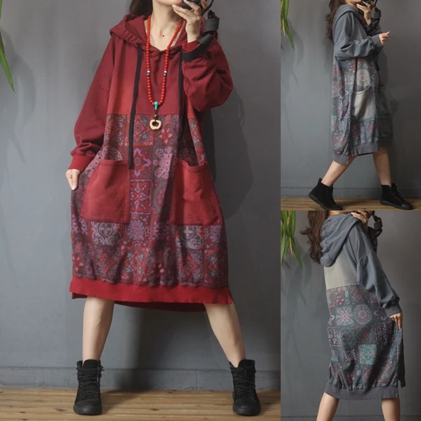 Женская толстовка с капюшоном осень зима в винтажном стиле С принтом свободный