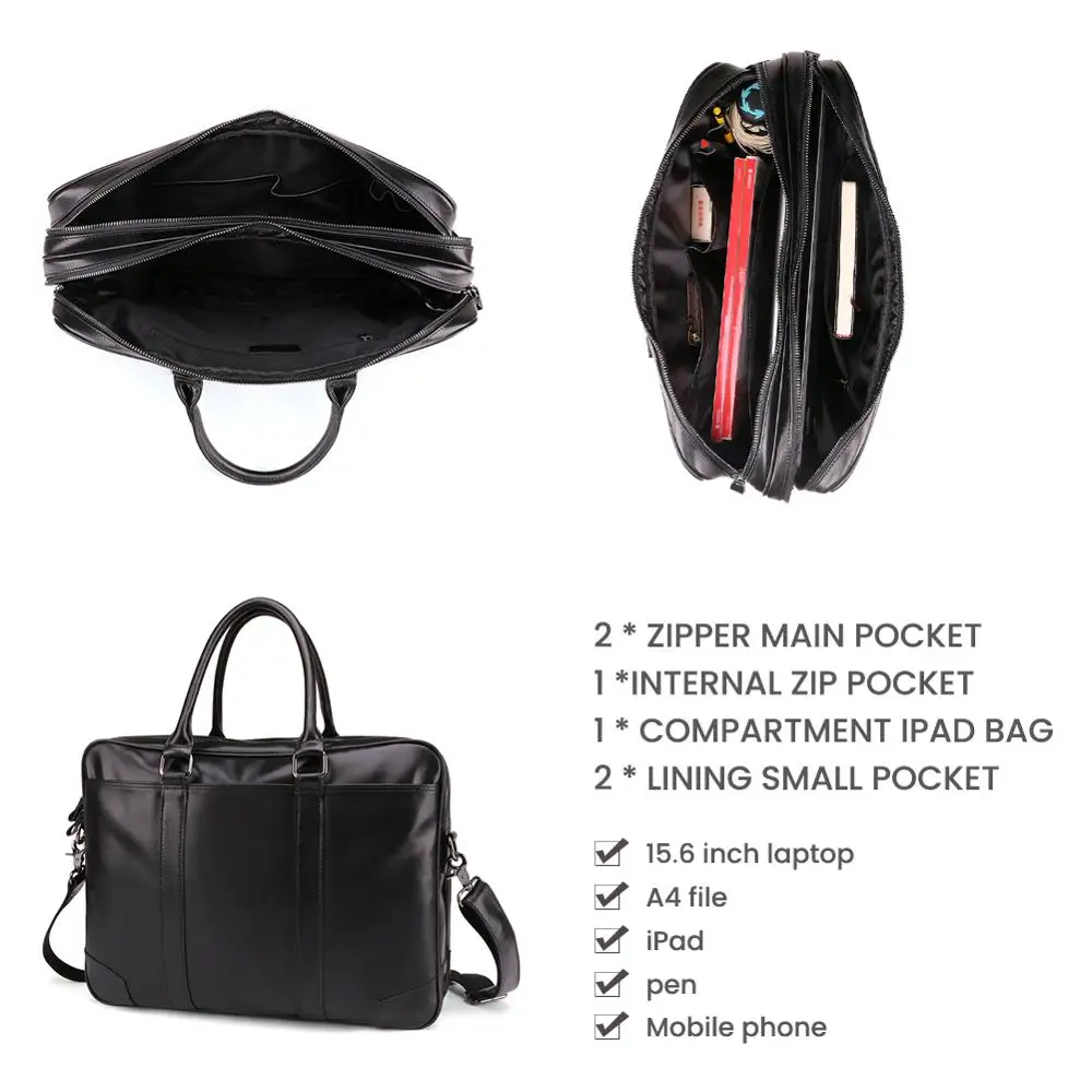 JOGUJOS обновленный черный мужской портфель из натуральной кожи деловой для