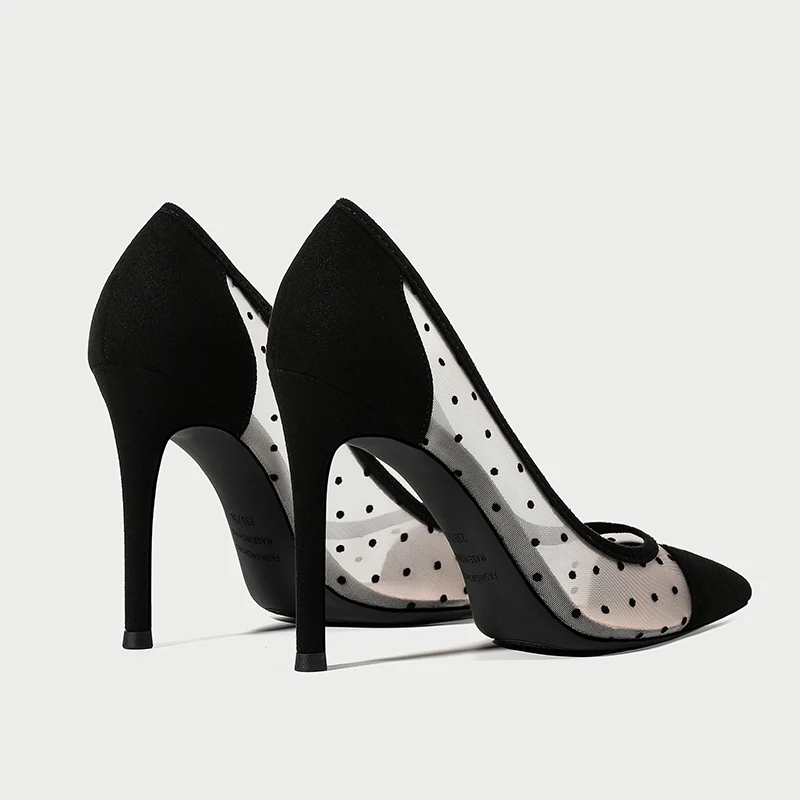 Туфли-лодочки женские на шпильке сетчатые дышащие кружевные с вырезами среднем