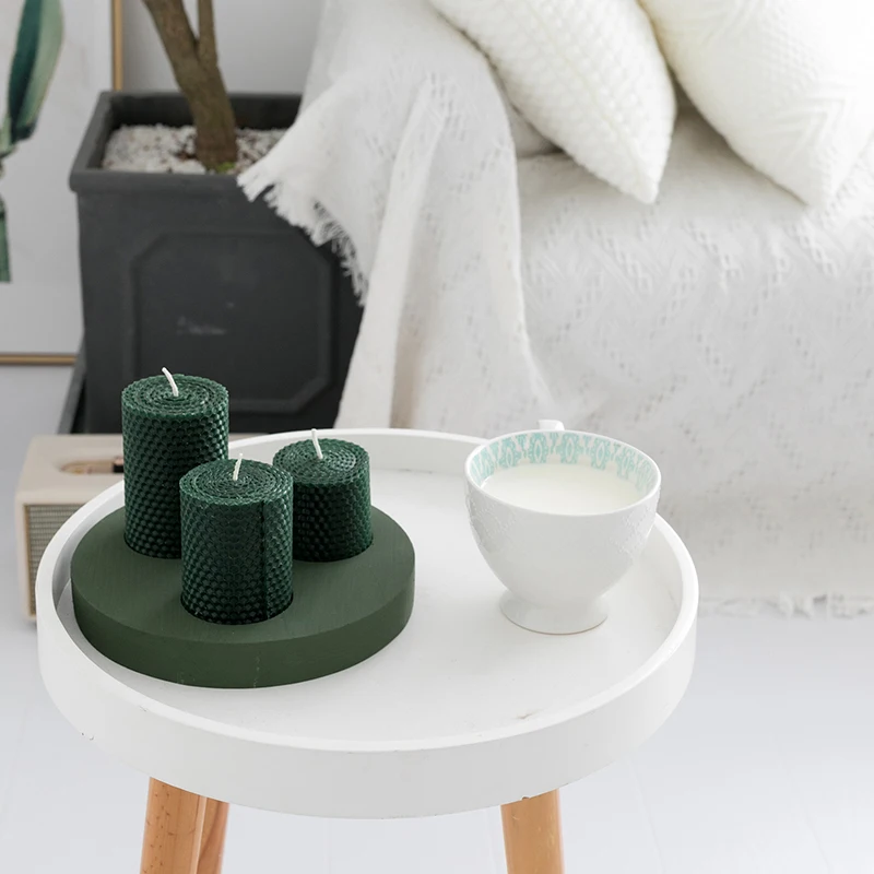 Европейский стиль деревянный подсвечник круглый зеленый современный маленький