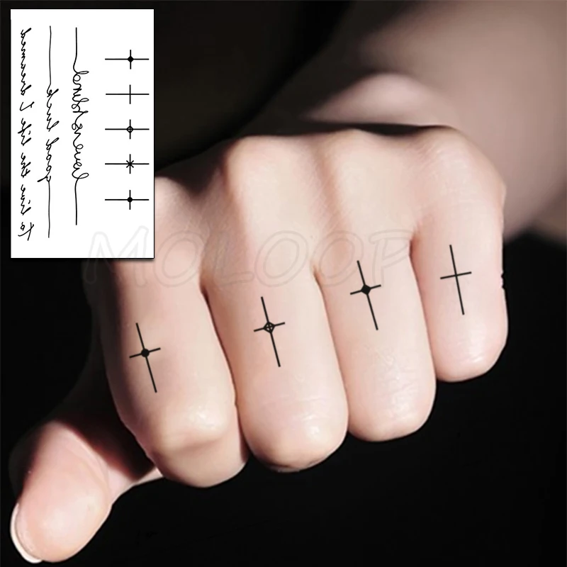 

Tattoo Sticker Cross Letter Line Drawing Element Body Art Makeup Waterproof Temporary Women and Men