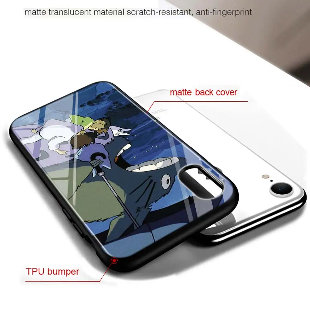 Black Cover My Neighbor Totoro for iPhone 11 11Pro X XR XS Max 8 7 6 6S Plus 5S 5 SE Glossy Phone Case | Мобильные телефоны и