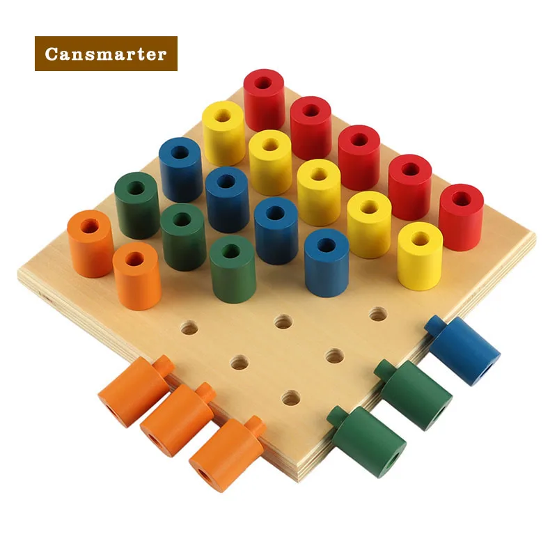 

Math Montessori Materials Colorful Cylinder Wooden Simple Pegs Kids Learning Preschool Teach Sensory Baby Game Toys for Children