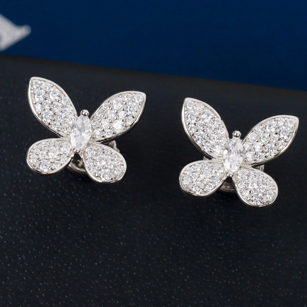 Luxury Sweet Butterfly Earrings Shine Fairy Halloween S925 Sterling Silver Luxurious Platinum 2022 Grace Diamonds Fine Jewelry