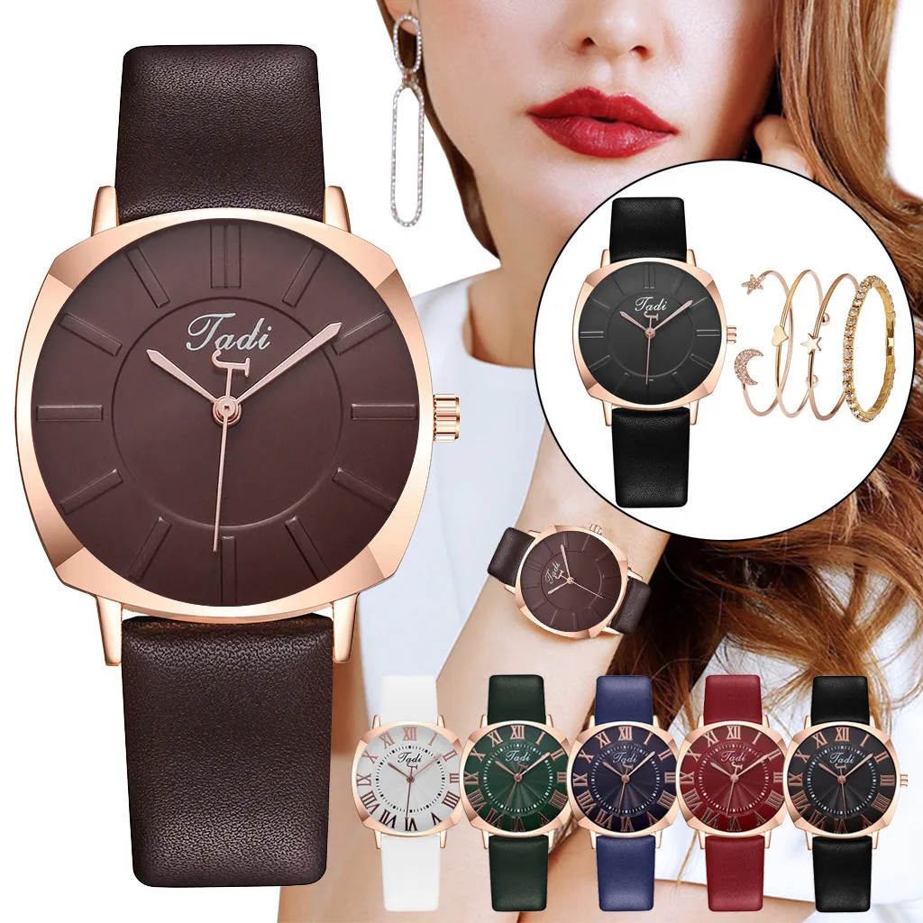 

Womens Watch Women's Quartz Leather Band Strap Watch Analog Wrist Bracelet Bracelet Watch Set Watch Bracelet Set Designer