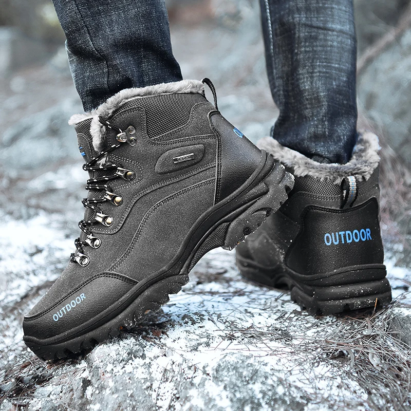 2020 новые зимние теплые мужские ботинки с высоким берцем на меху модные бархатные