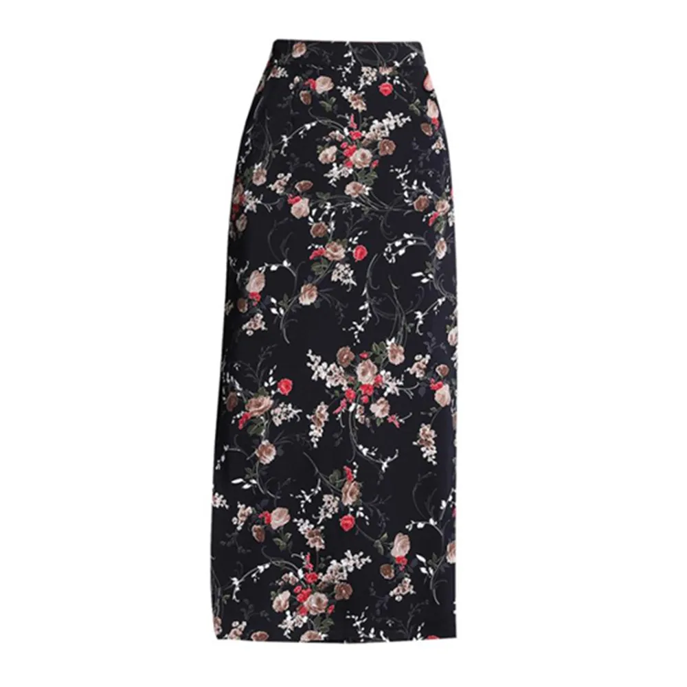 

Skirts Womens 2022 Long Slit High Waisted Skirt Ankle-Length Floral Maxi Skirt Vintage Faldas Largas