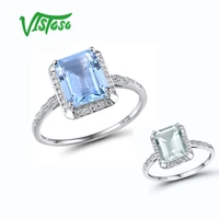 vistoso 14k 585 white gold rings for women shiny diamond limpid sky blue topazgreen amethyst anniversary classic fine jewelry