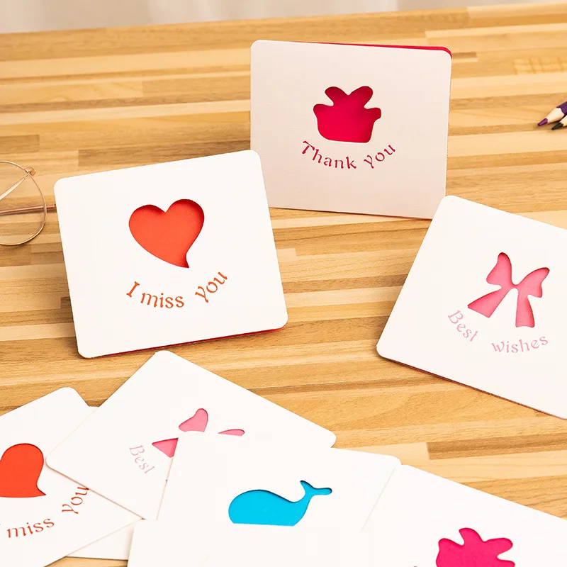 

10Pcs/Lot Hollow Greeting Card With Envelope Flower Bouquet Message Card Thank You Best Wishes Blessing Gift Card