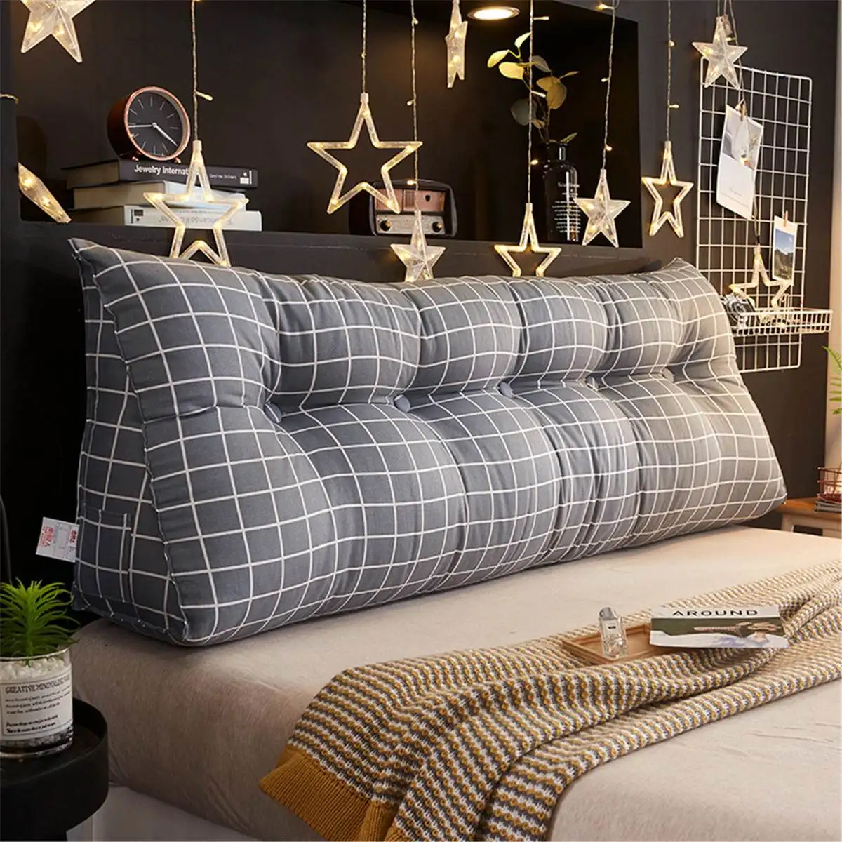 

Sofa Large Backrest Cushion Waist Cushion Bed Removable Long Triangle Headrest Pillowcase Tatami Couple Pillow Modern Home Decor