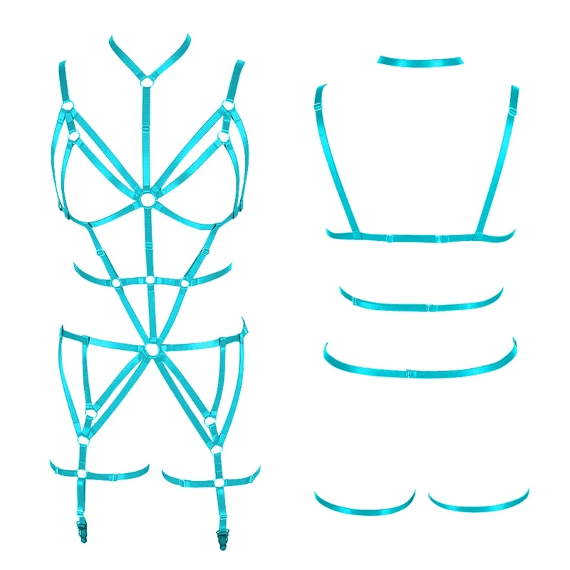 

Sexy Fashion Women Elastic Strappy Fetish Garter Belt Punk Thigh Ring Goth Suspender Garters Harness Adjustable Waist Belt