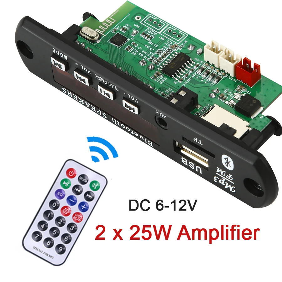 2*25 Вт усилитель mp3 плеер декодер плата модуль постоянного тока 6 12 В громкая связь