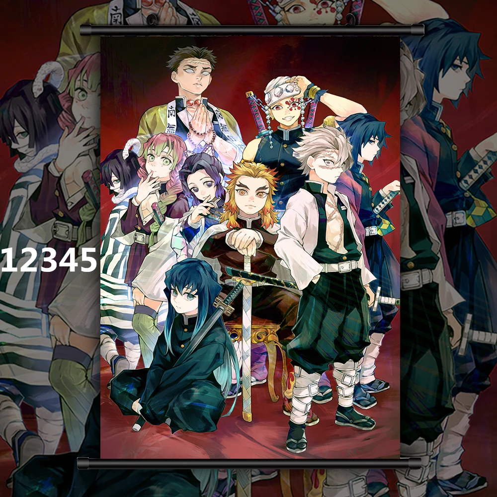 Kimetsu no Yaiba Tomioka Giyuu Rengoku Kyoujurou Аниме Манга HD печать плакат прокрутка | Дом и сад