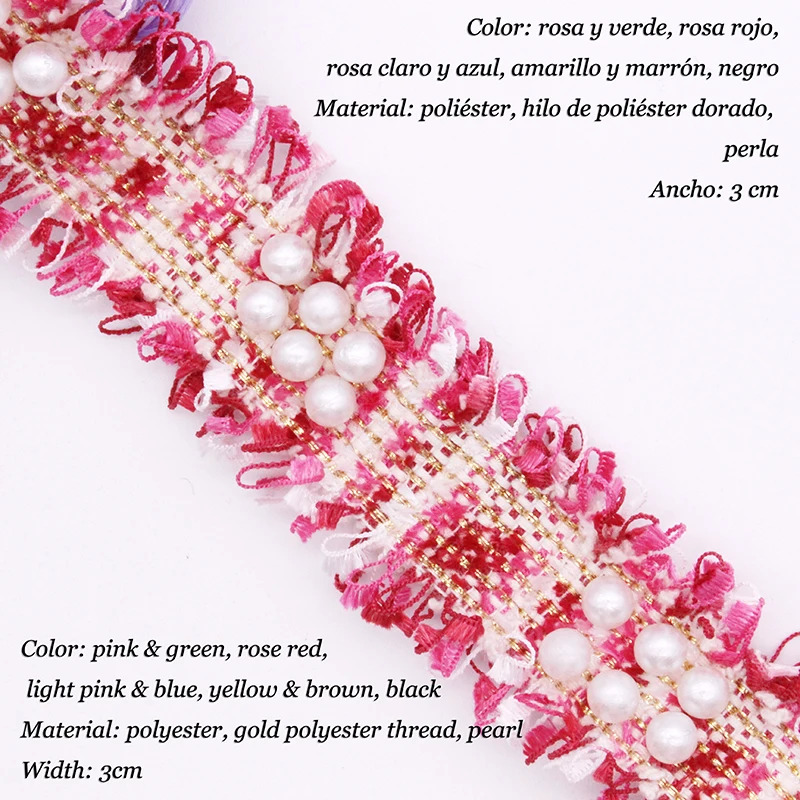 Белый жемчуг с бисером лента кисточками винтажная вышитая розовая кружевная