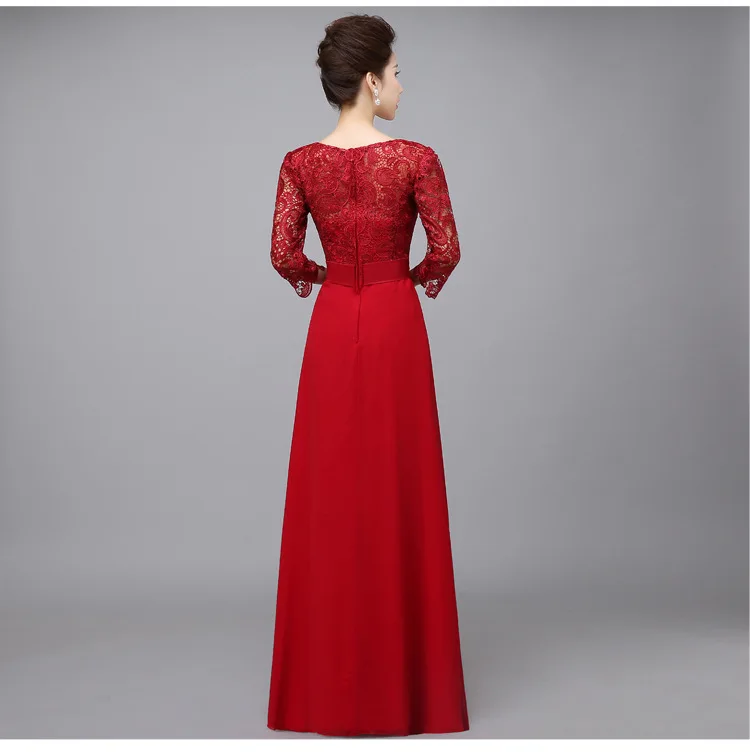 

Lace Chiffon Bridesmaid Dresses 3/4 Sleeve A Line Vestido De Festa De Casamento Long Robe Demoiselle D Honneur Femme Simple