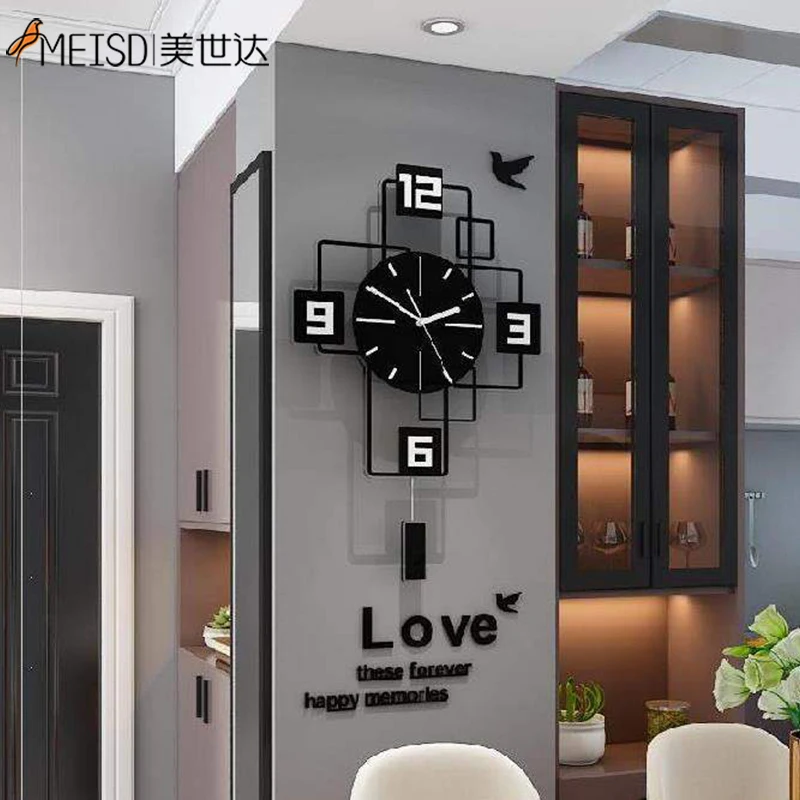 

MEISD Quality Acrylic Wall Clock Modern Design Watch Square Swingable Large Living Room Home Decor Silent Horloge Free Shipping