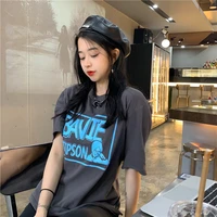 2021 summer personal lady t shirts aesthetic english simple and fresh korean style oversize kawaii clothes