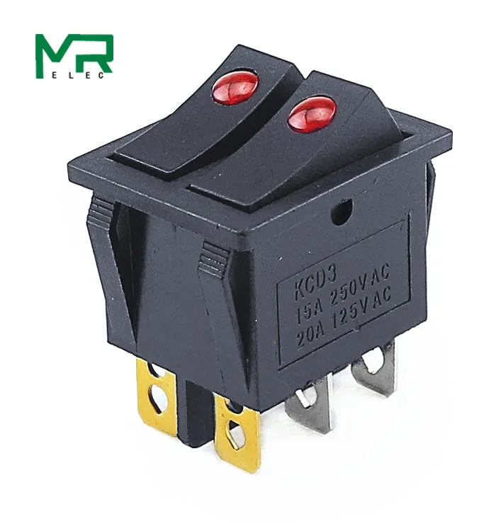 KCD3 201 6 контактов вкл/выкл 31 5*26 мм 15A 20A / 125V/250V двойной кошачий глаз выключатель
