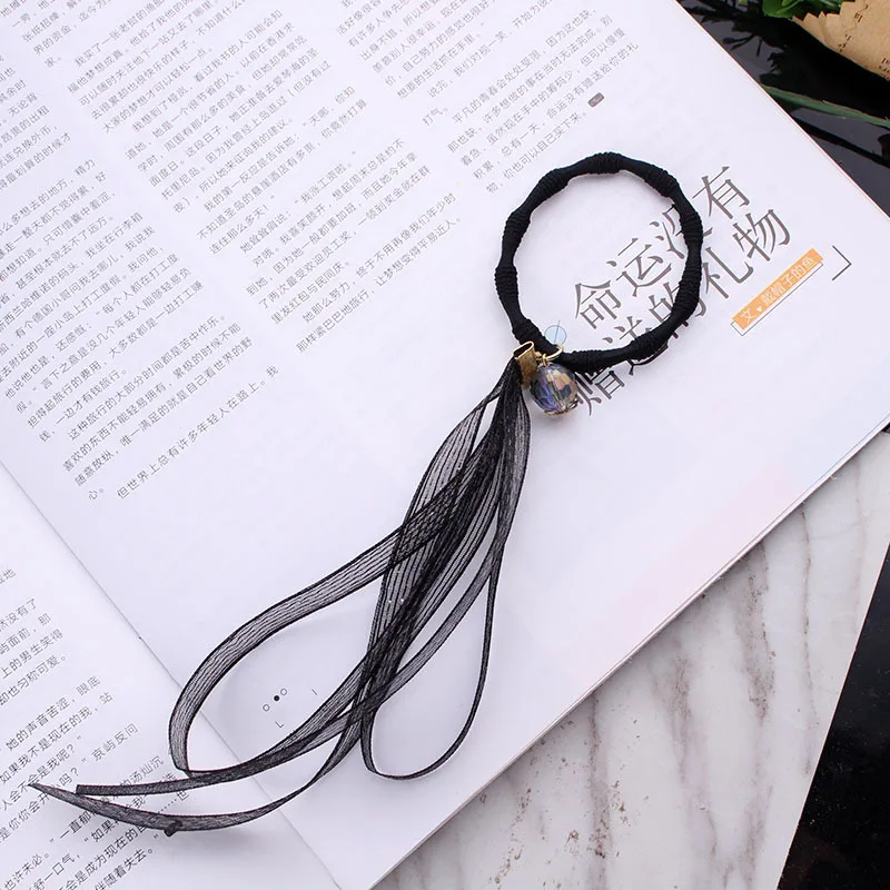 

Bow Stripe Ribbon Headband hair rope pearl pendant women's hair accessories fashion Korean versatile manufacturers wholesale