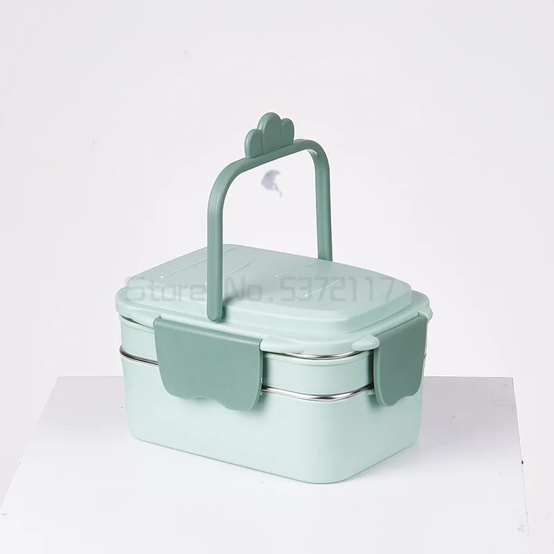 

Double layer 304 stainless steel inner lunch box office worker portable heat preservation sealed lunch box student lunch box