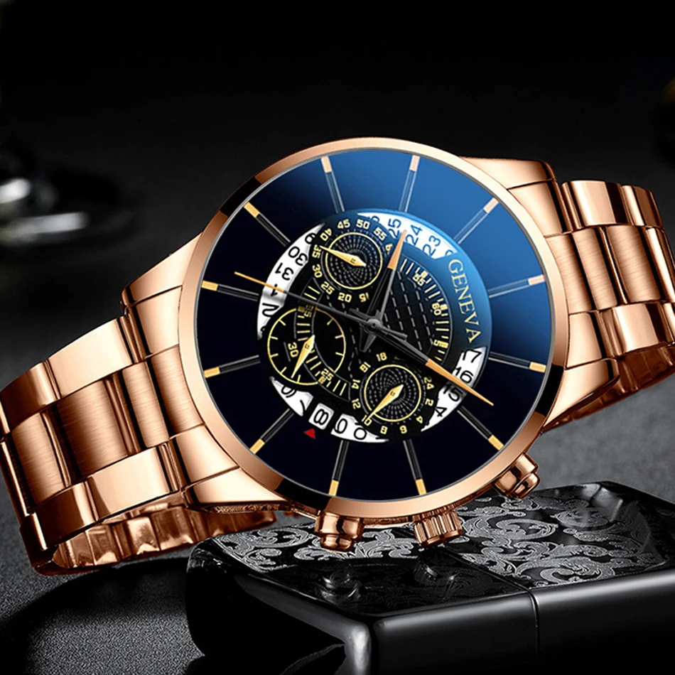

new mode herren Uhr Quarz manner Klassische Schwarz Stahl Uhr Gurtel Luxus Kalender Business Herren Uhren Manner der Geschenk