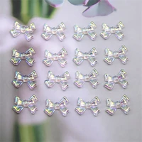 100pcs transparent glitter bowknot resin cute aurora nail art decorations for scrapbook diy embellishments accessories
