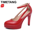 TIMETANGSummer танцевальная обувь женские элегантные туфли на высоком каблуке с острым носком; Женская обувь; Туфли-лодочки на платформе; Туфли на высоком каблуке туфли с пряжкой на ремешке, Разделение кожи для дам WeddingShoe