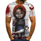 Мужская футболка ужасов, модная Новая мужская футболка с коротким рукавом, Повседневная футболка с 3D принтом зомби, рок, 202