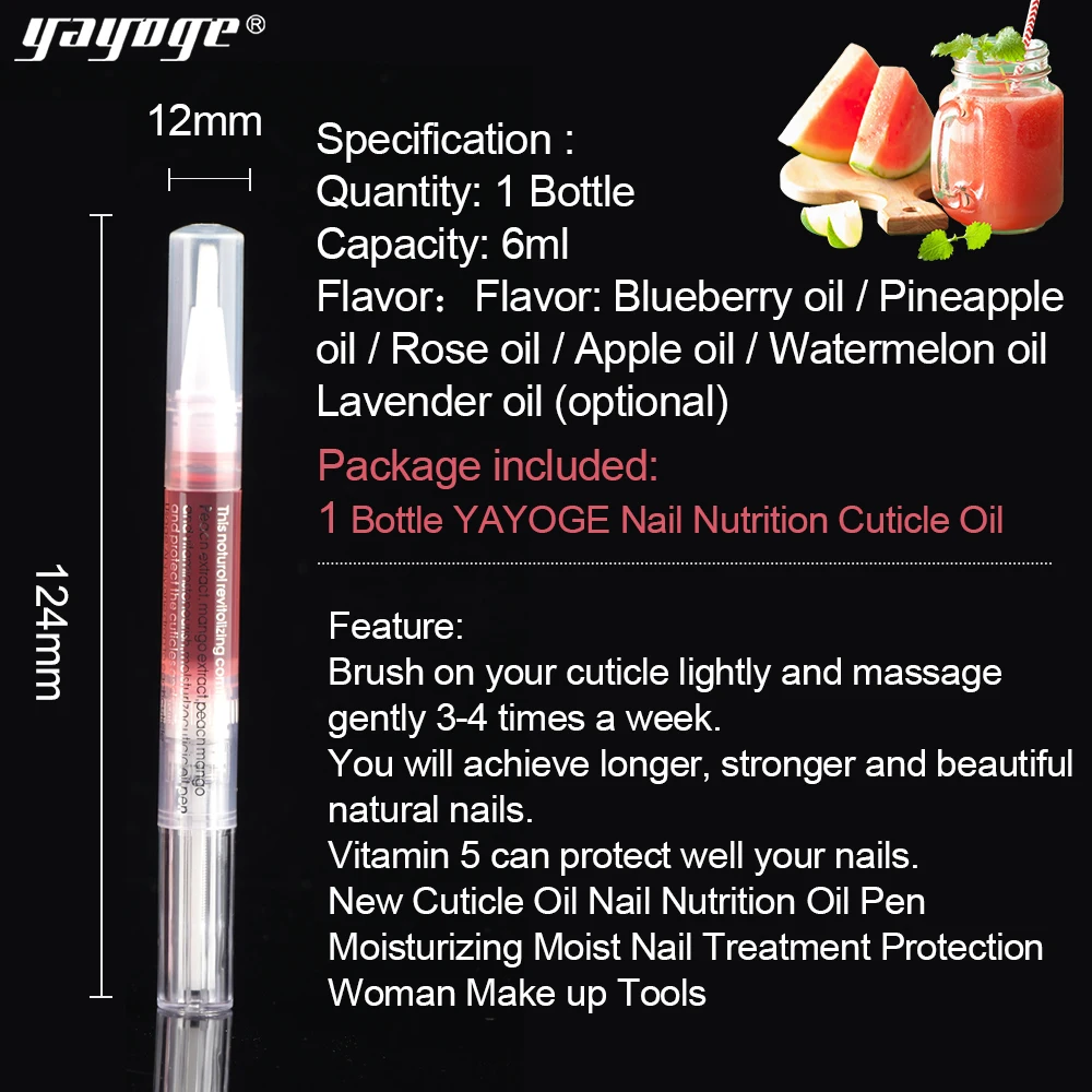 Yayoge 6ml Nail Nutrition Oil Pen Nail Treatment Pen 8 Smell Revitalizer Cuticle Oil Prevent Agnail Gel Polish Nourish Nail skin